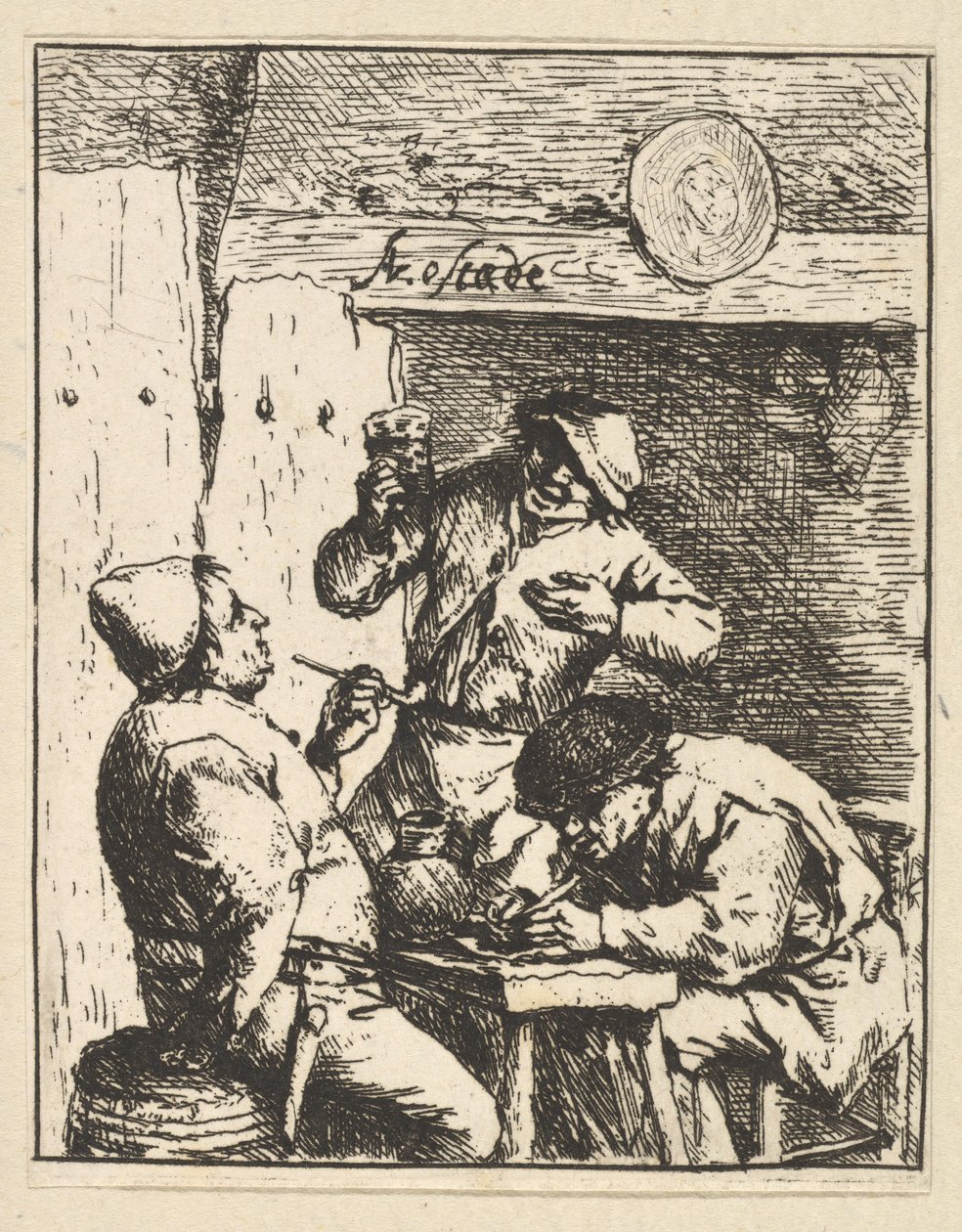 站在两个吸烟者之间的歌手，1610-185。 作者 阿德里亚恩·扬斯（Adriaen Jansz）。范·奥斯塔德