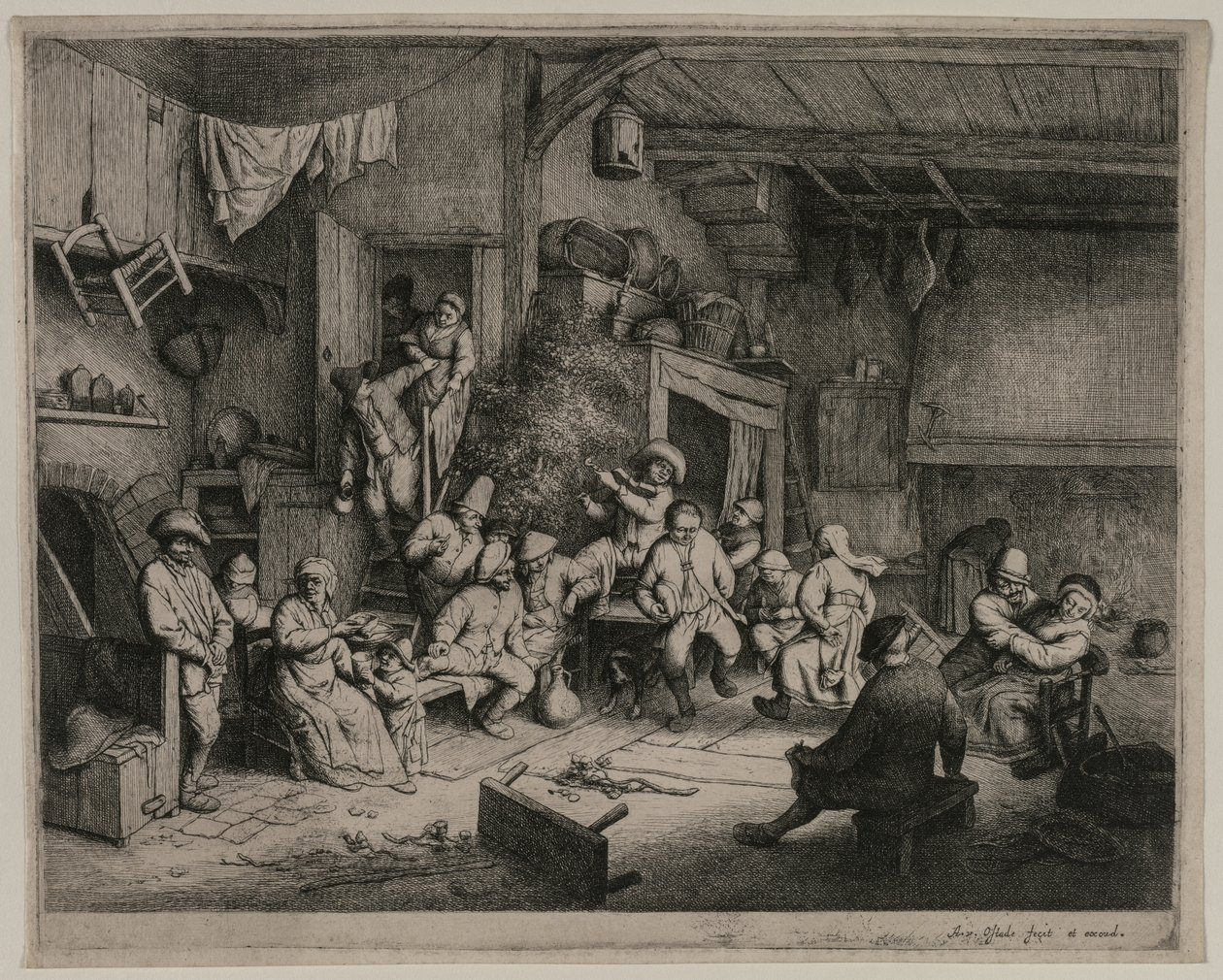 旅馆中的舞蹈，1652年。 作者 阿德里亚恩·扬斯（Adriaen Jansz）。范·奥斯塔德