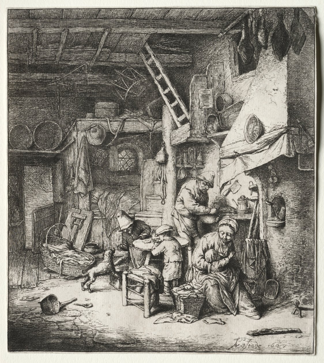 家庭，1647年。 作者 阿德里亚恩·扬斯（Adriaen Jansz）。范·奥斯塔德