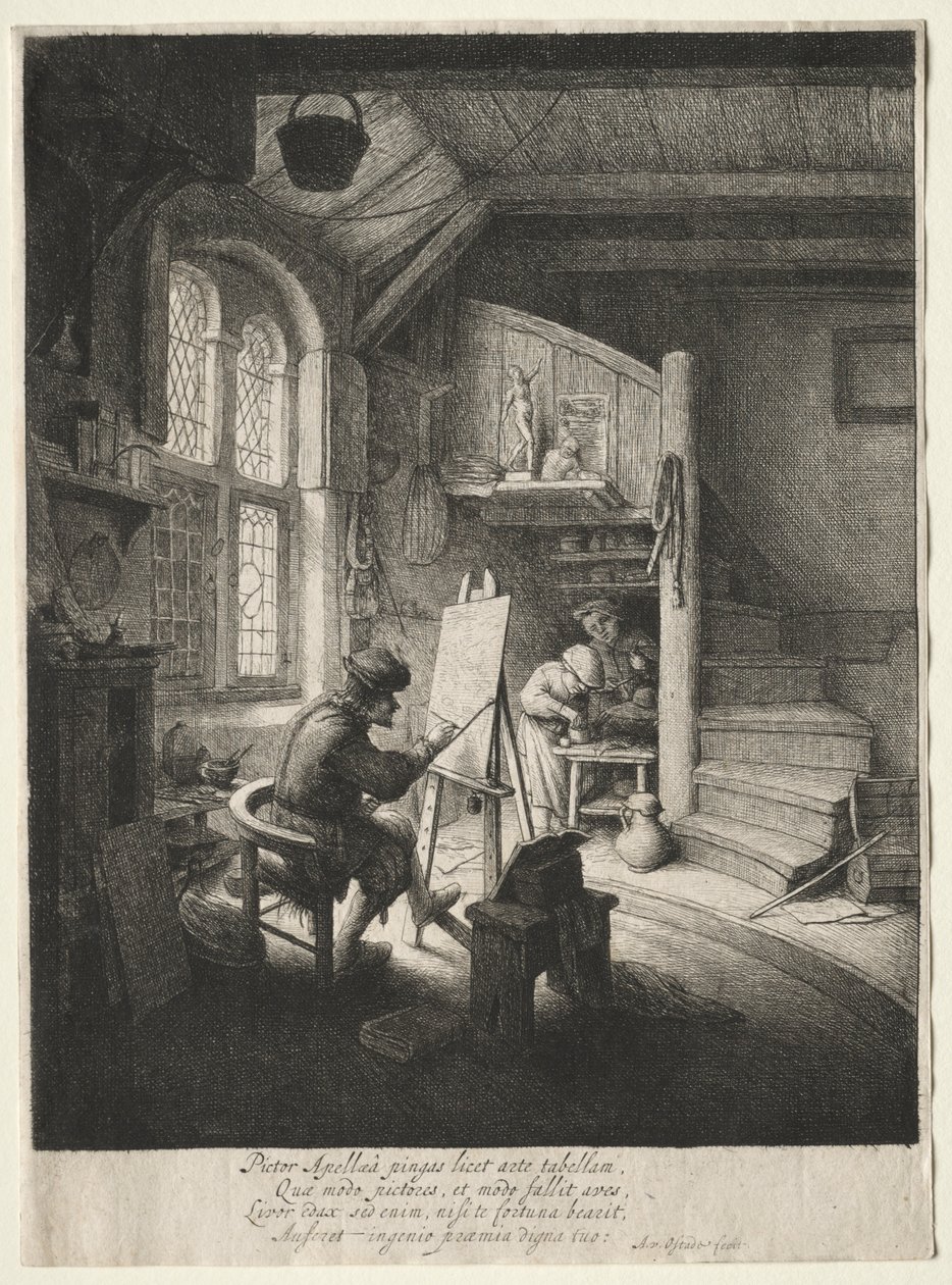 画家工作室。 作者 阿德里亚恩·扬斯（Adriaen Jansz）。范·奥斯塔德