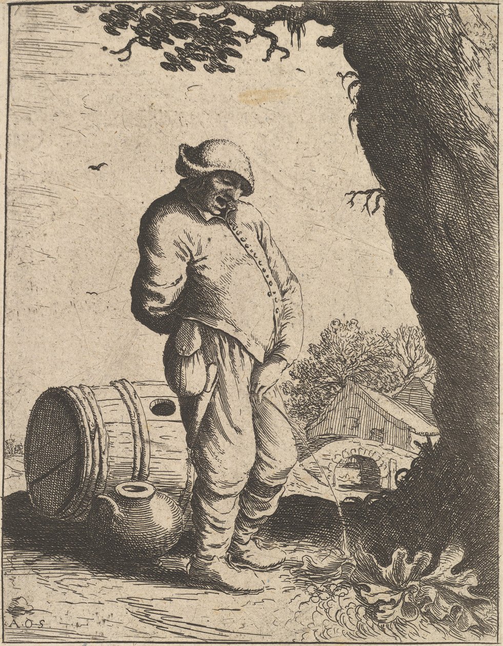 撒尿的人，1610-85。 作者 阿德里亚恩·扬斯（Adriaen Jansz）。范·奥斯塔德
