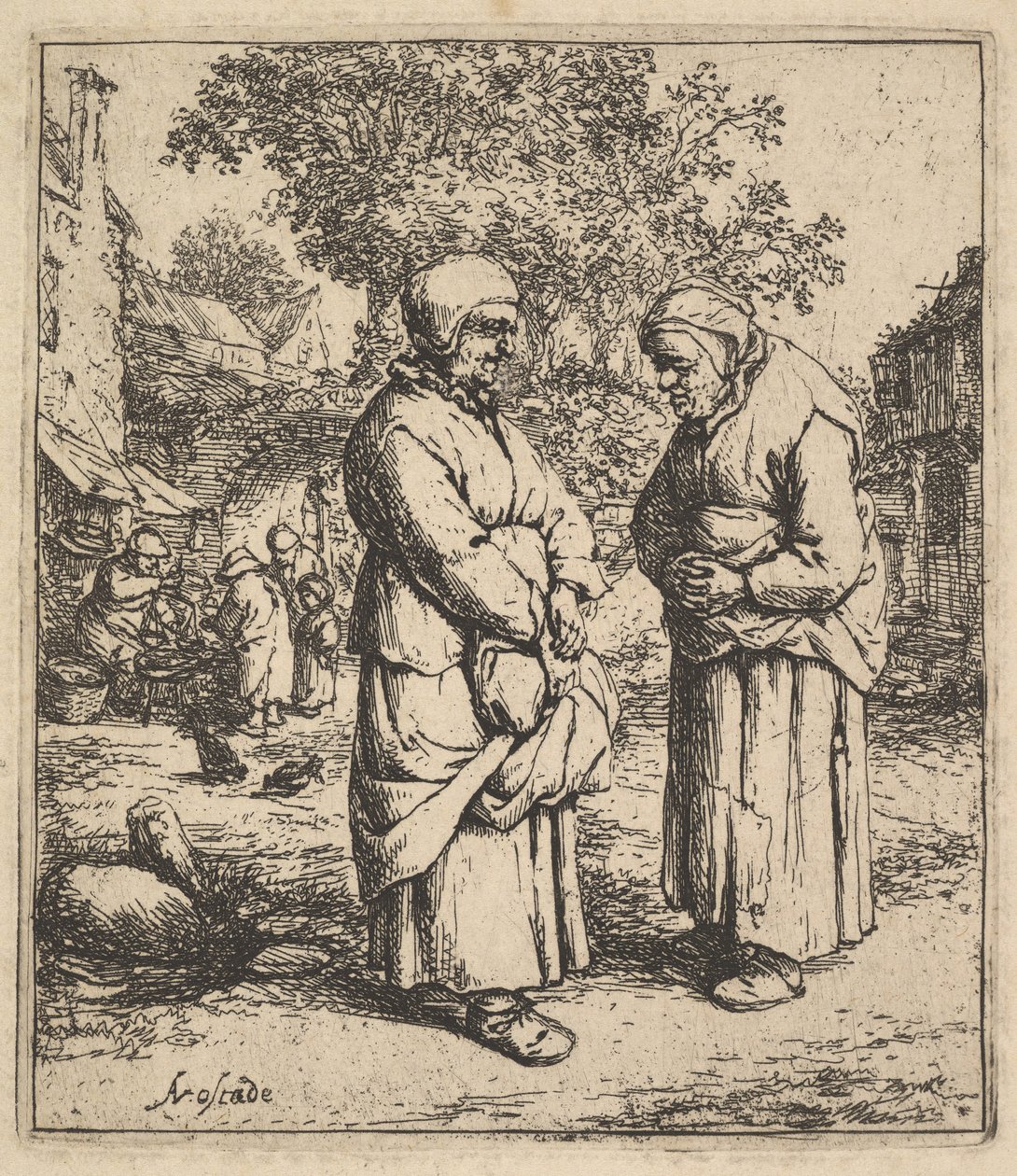 两位八卦，1610-185。 作者 阿德里亚恩·扬斯（Adriaen Jansz）。范·奥斯塔德
