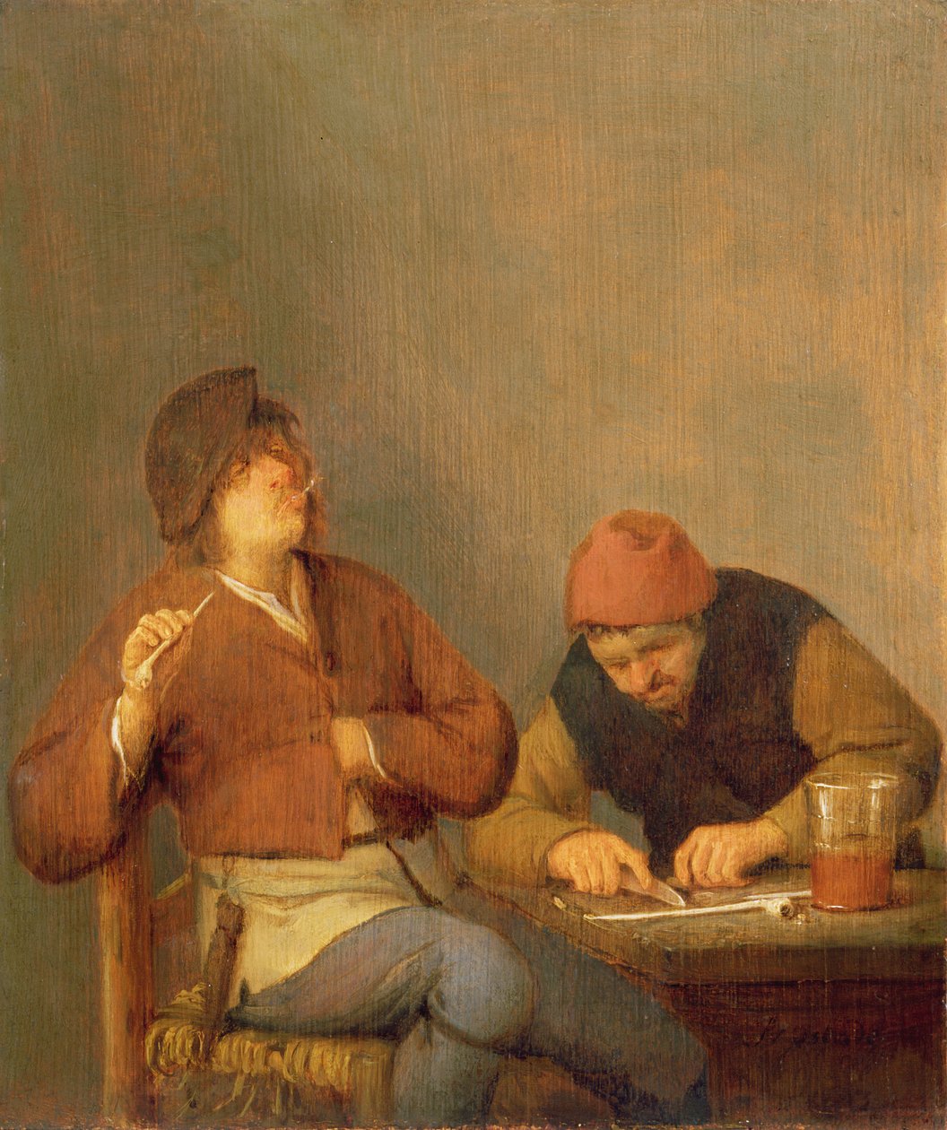 内部的两名吸烟者，1643年 作者 阿德里亚恩·扬斯（Adriaen Jansz）。范·奥斯塔德