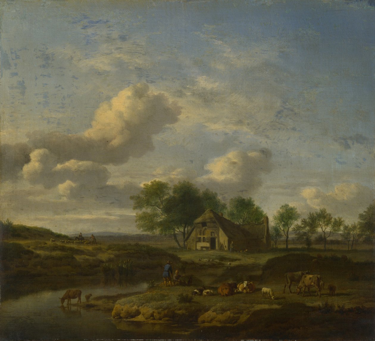 溪边农场的风景，1661年 作者 阿德里安·维尔德·范德