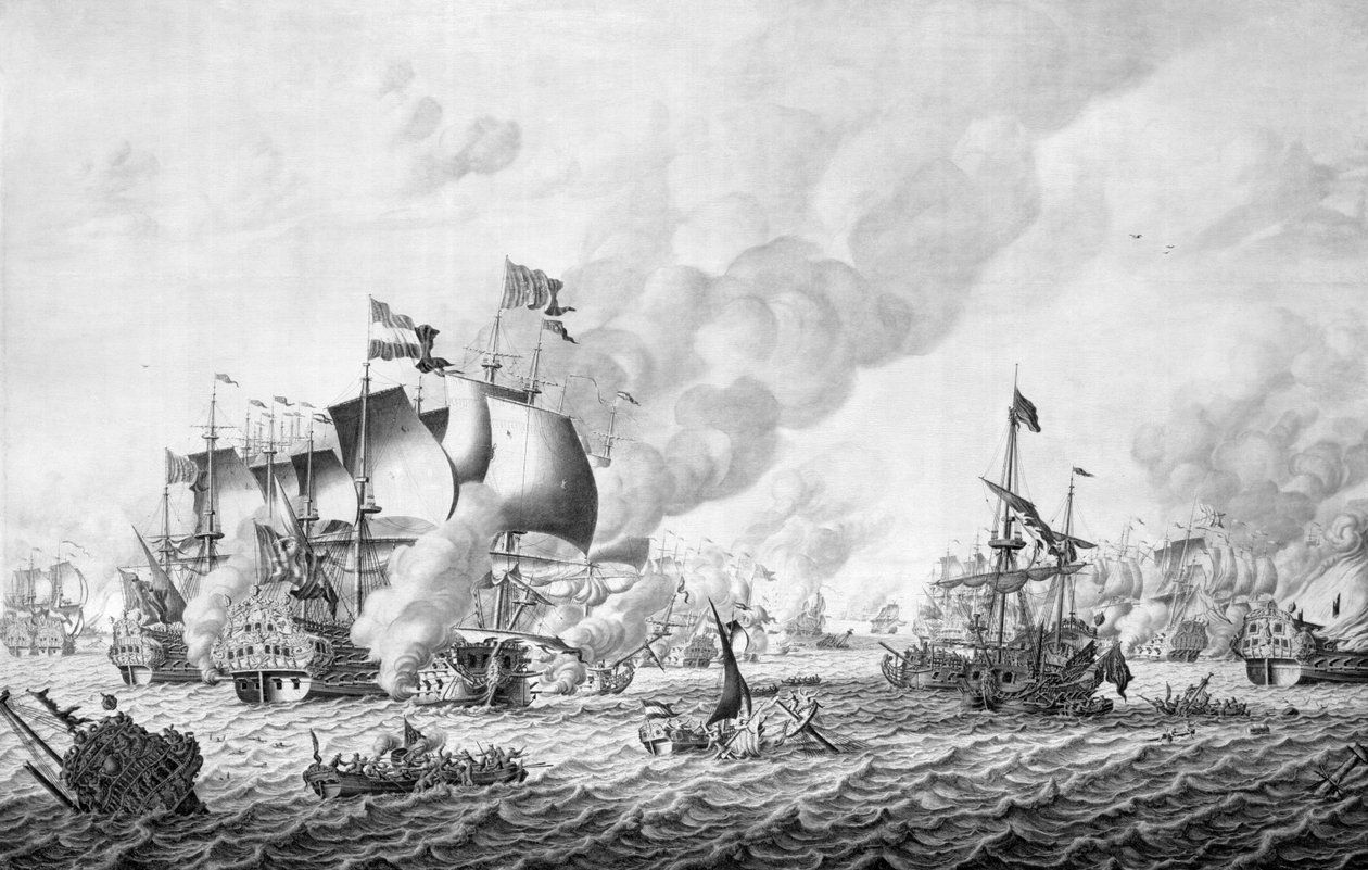1692年5月19日至24日的La Hogue战役（Barfleur）（小组中的grisaille） 作者 阿德里亚恩·范·萨尔姆