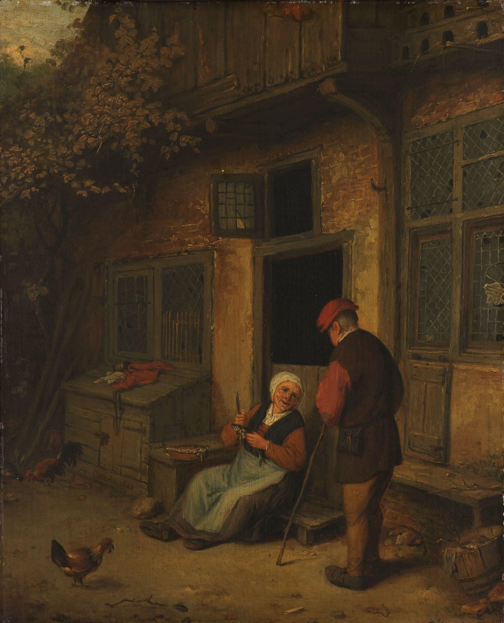 一位妇女在自家门前开膛破肚 作者 Adriaen van Ostade（复制后）