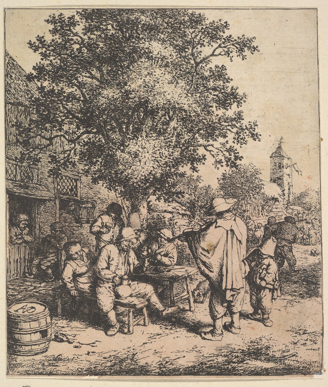 小提琴家和小风琴师，1610-85。 作者 阿德里安·范·奥斯塔德