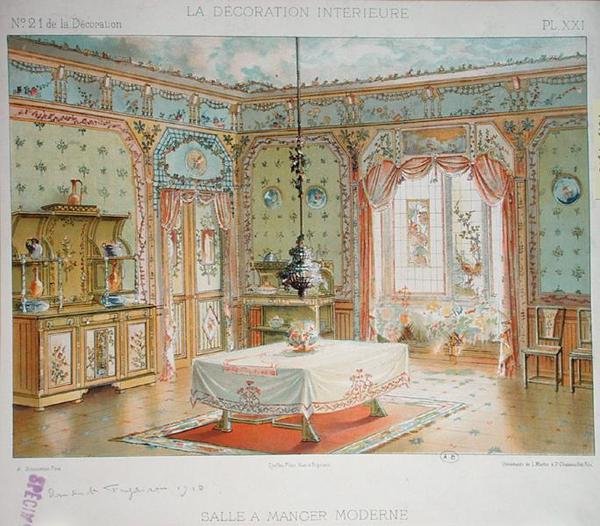现代餐厅，c.1905（彩色平版印刷） 作者 阿德里安（后）西蒙尼顿