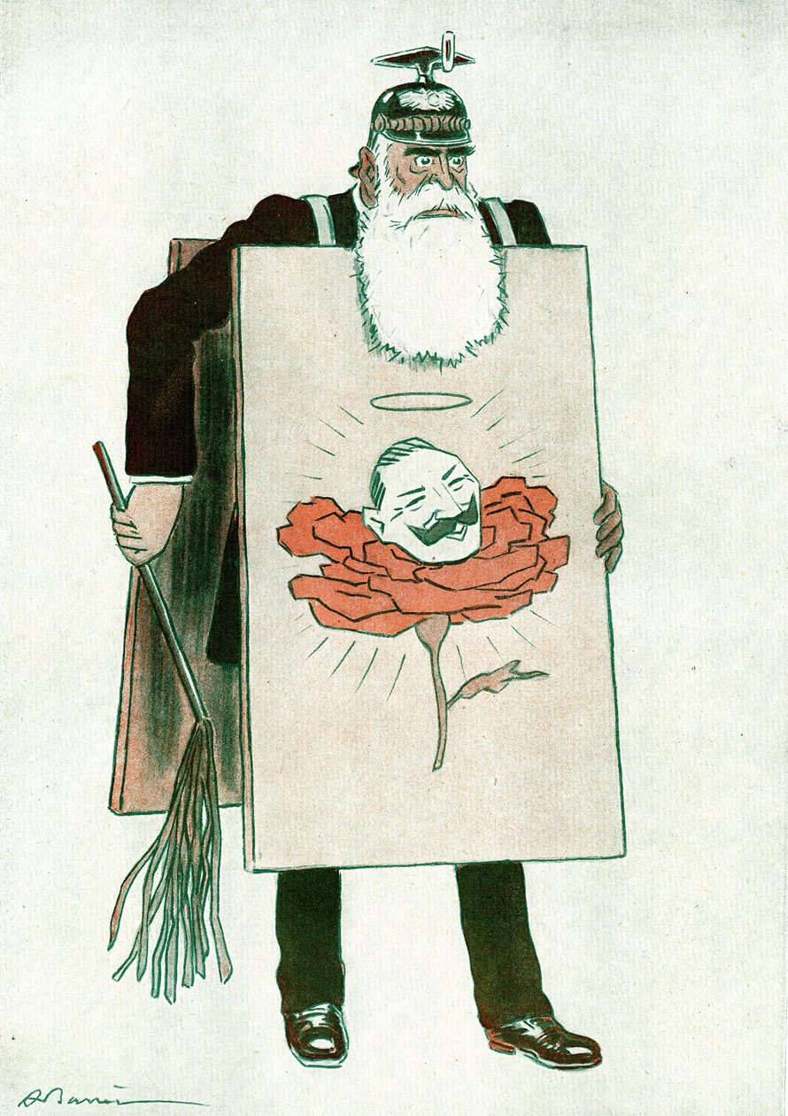 希腊总理 Stephanos Skouloudis（1836-1928 年）绘制的漫画，Adrien Barrere（1874-1931 年）在 Fantasio 中绘制，1916 年 1 月 10 日 作者 阿德里安·巴雷尔