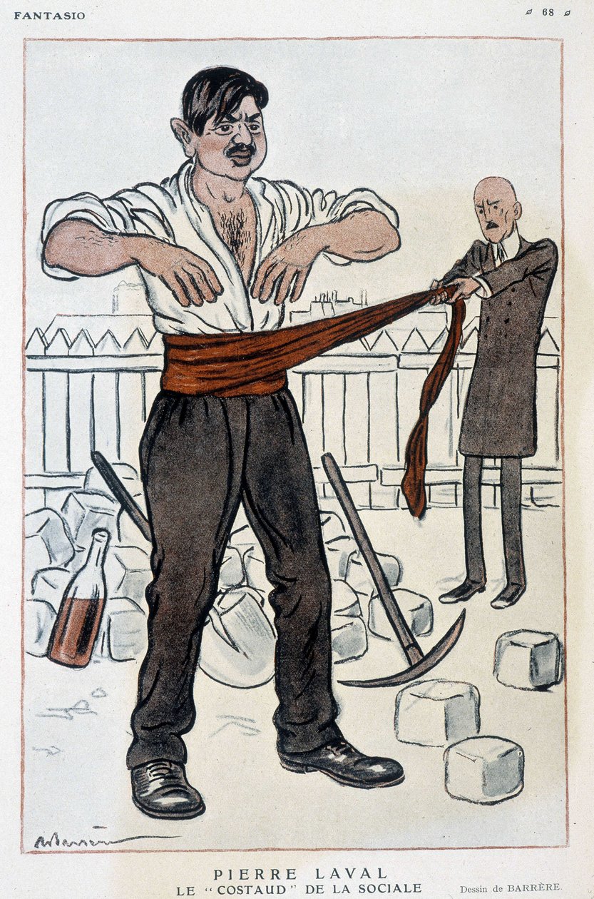 皮埃尔·拉瓦尔的卡通，强大的社交 - 阿德里安·巴雷尔（1877-1931）在 Fantasio 中的插图，自 1925 年 1 月 9 日起 作者 阿德里安·巴雷尔