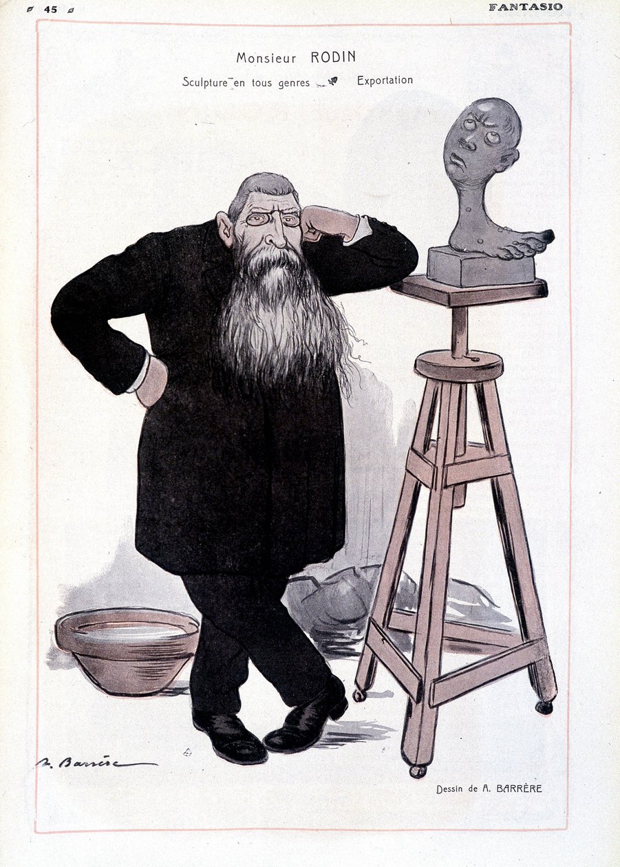 Cartoon by the sculptor Auguste Rodin represented in his workshop in “Fantasio”” 作者 阿德里安·巴雷尔