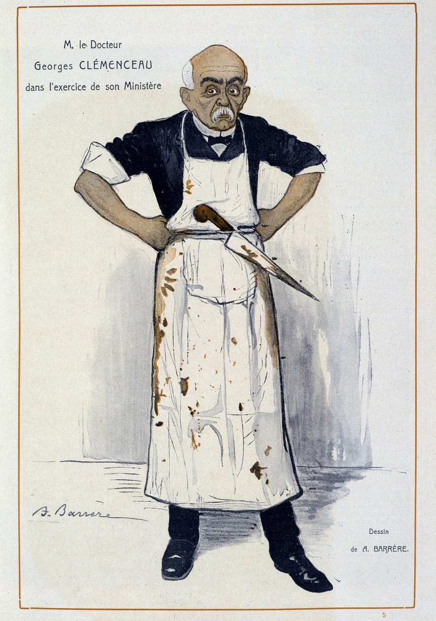 Clémenceau en boucher - 由 Barrère 创作，于 1906 年 1 月 10 日在“Fantasio”中 作者 阿德里安·巴雷尔