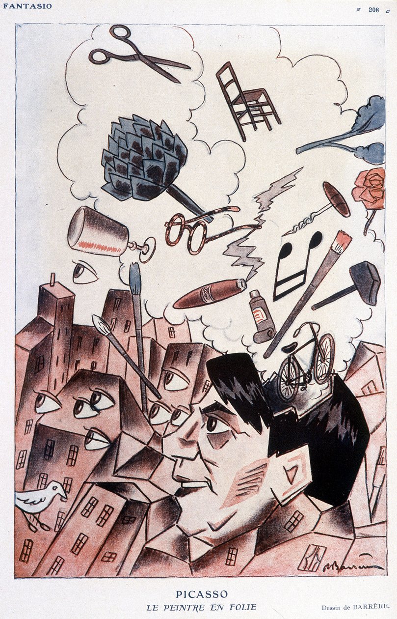 巴雷尔对巴勃罗-毕加索的幽默画作--在 "Fantasio "上，1928年11月15日。 作者 阿德里安·巴雷尔