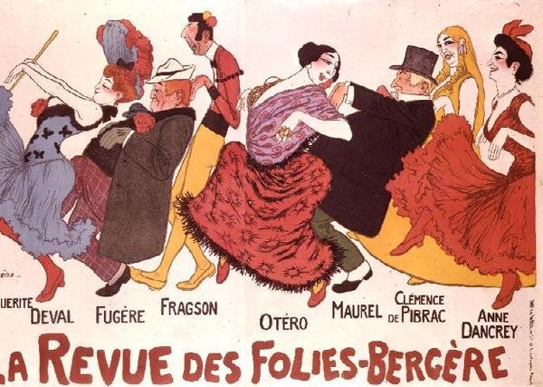 La Revue des Folies-Bergere (彩色印刷) 作者 阿德里安·巴雷尔