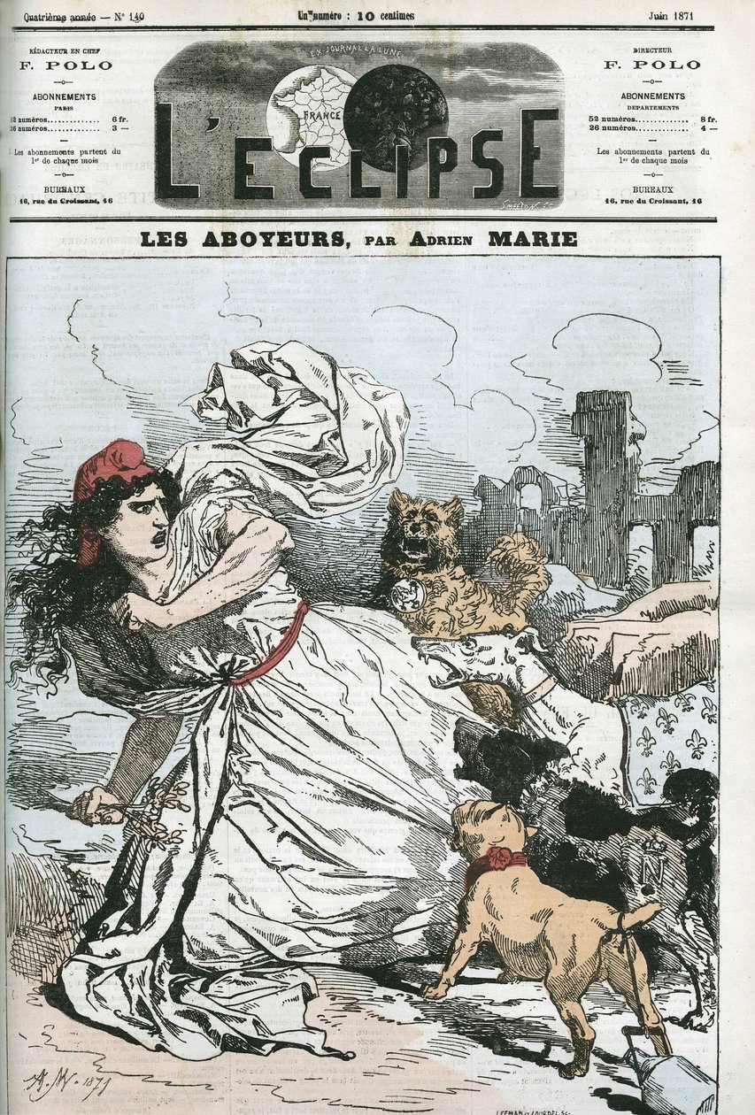 吠叫，共和国被保皇党或波拿巴狗追捧。 Adrien Marie 的“L