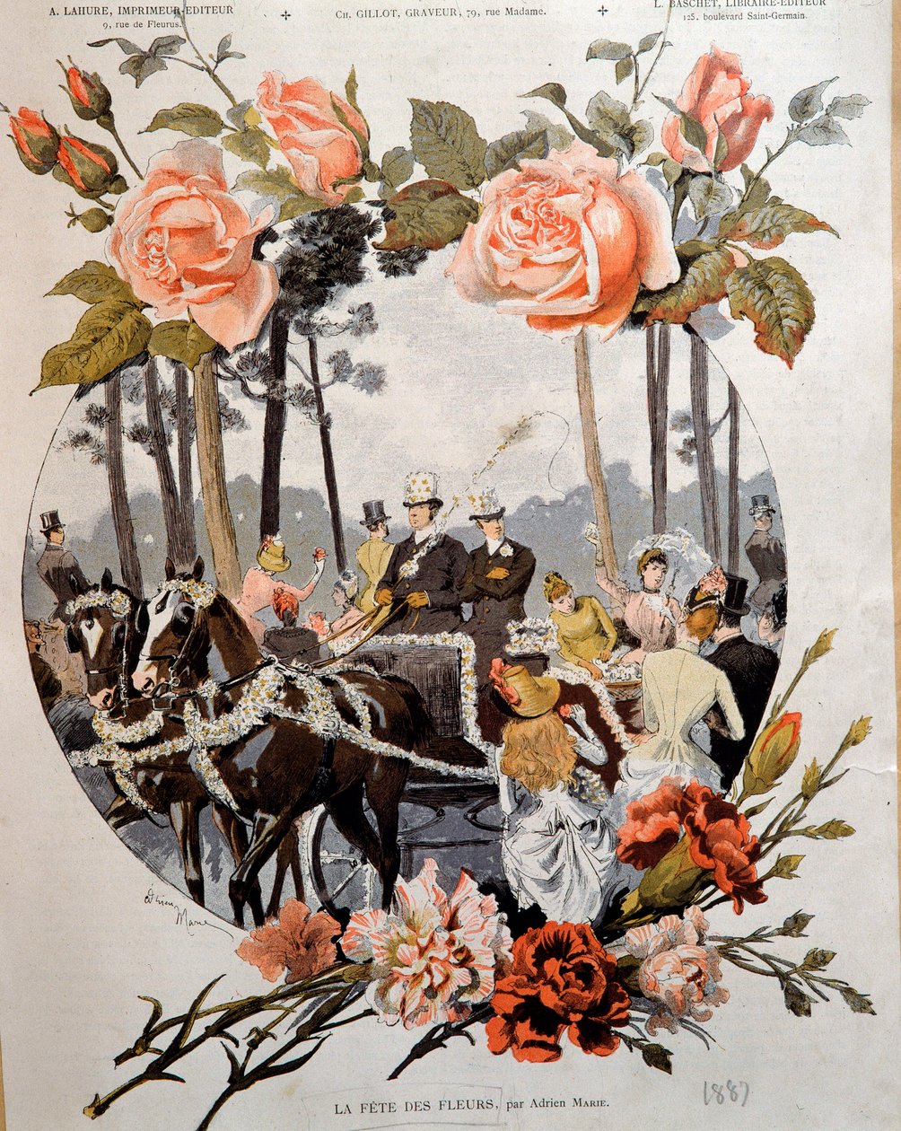 La fete des fleurs 由 Adrien Marie (1848-1891) 绘制，19 世纪巴黎，装饰艺术 作者 艾德里安·伊曼纽尔·玛丽