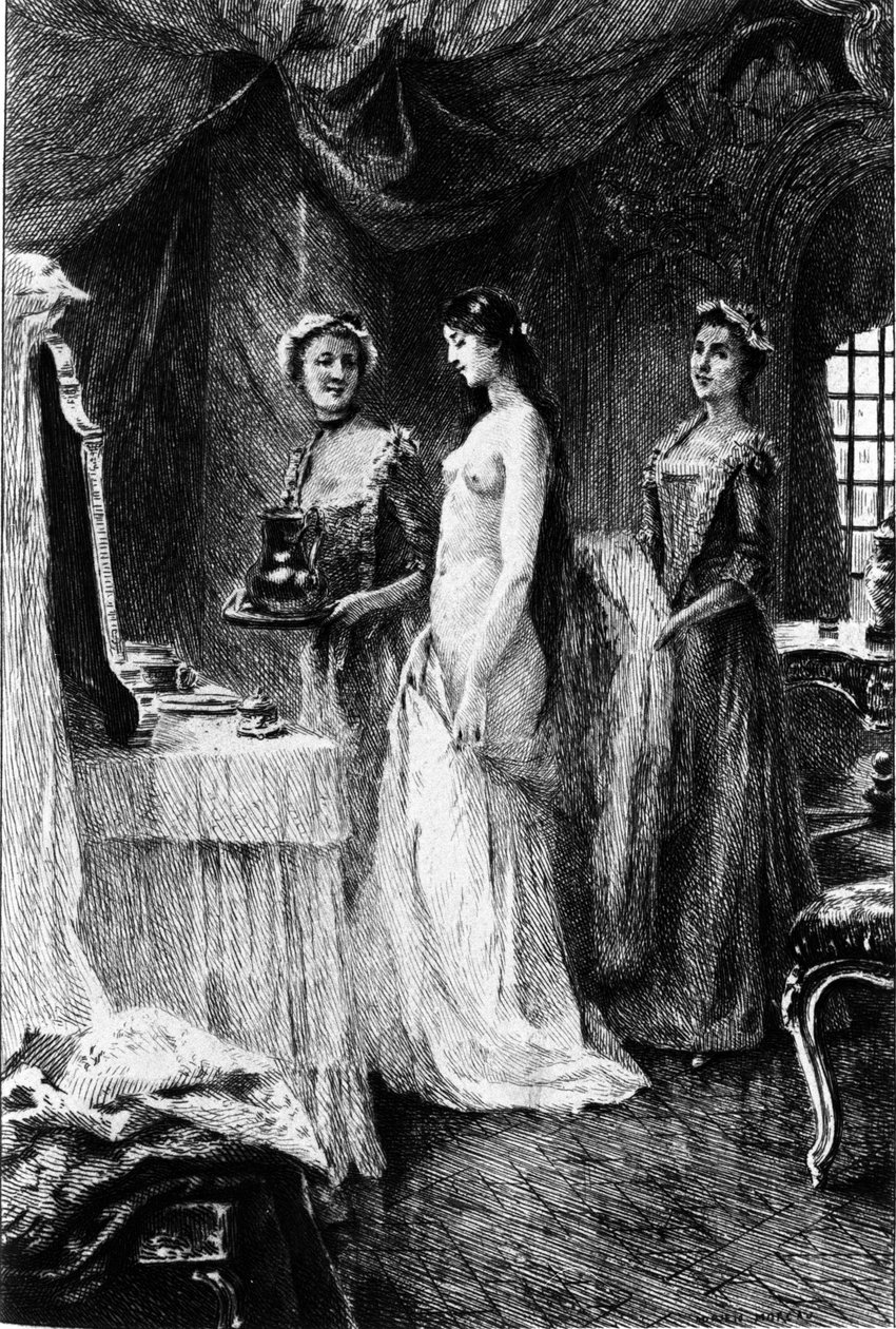 阿德里安-莫罗（1843-1906）为弗朗索瓦-玛丽-阿鲁埃（Francois Marie Arouet dit Voltaire，1694-1778）的《坎迪德》绘制的版画。 作者 阿德里安·莫罗（Adrien Moreau）