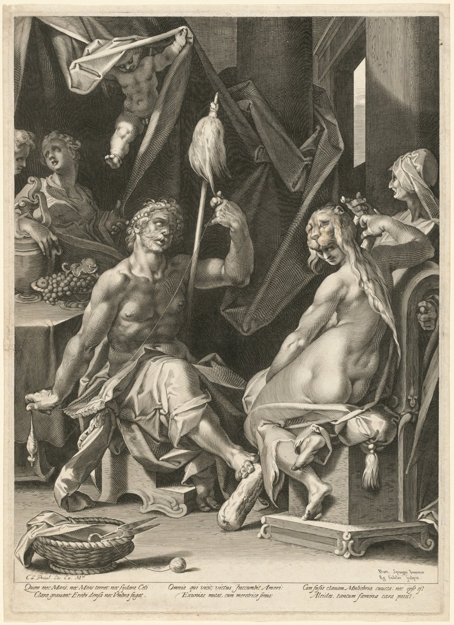 海格力斯和翁法尔 作者 Aegidius Sadeler II，仿照 Bartholomaeus Spranger