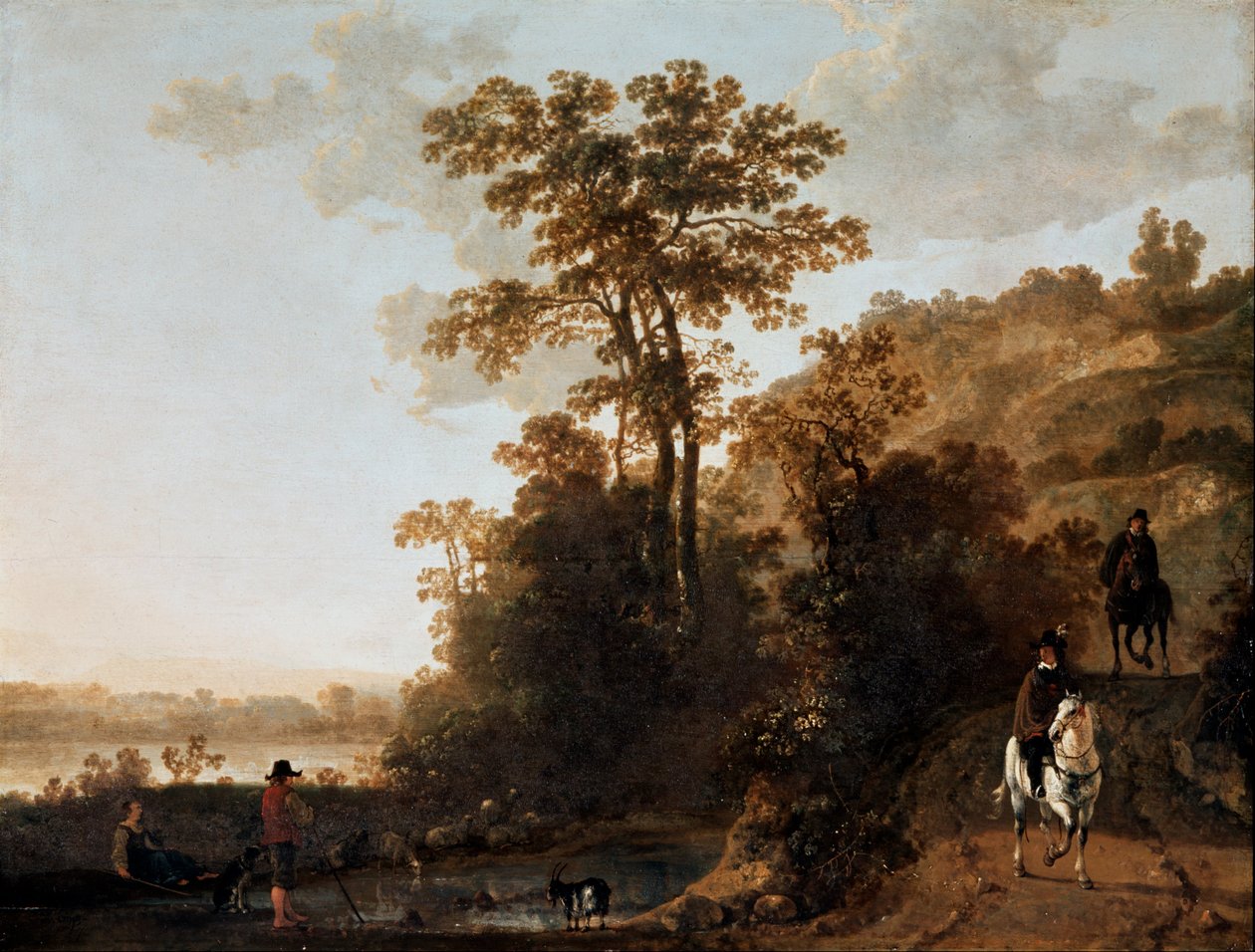 晚上骑在河边 作者 艾伯特·奎普（Aelbert Cuyp）