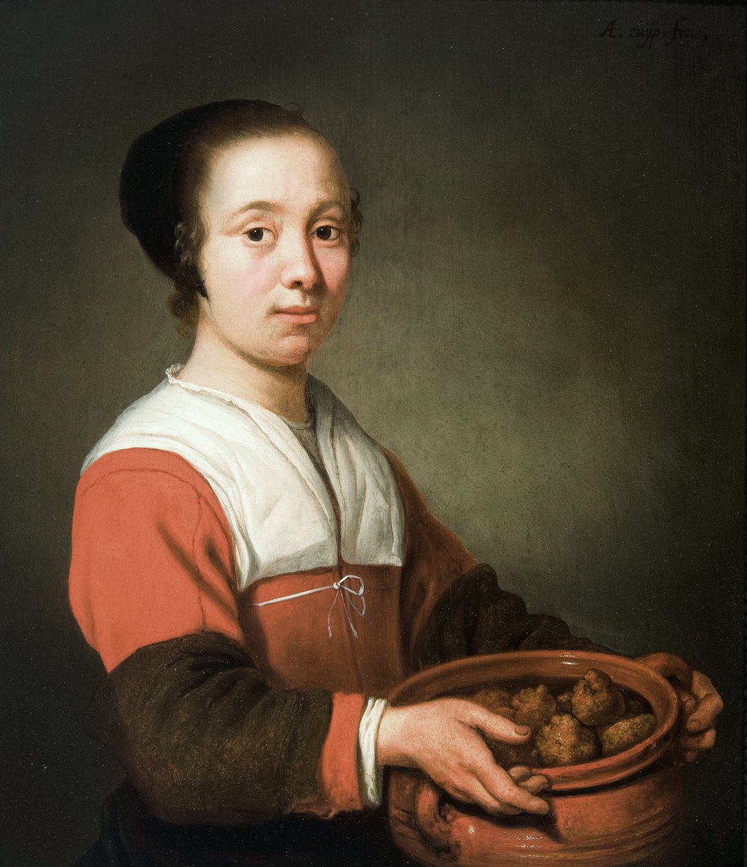 有一个烹调罐的少妇有很多oliebollen 作者 艾伯特·奎普（Aelbert Cuyp）