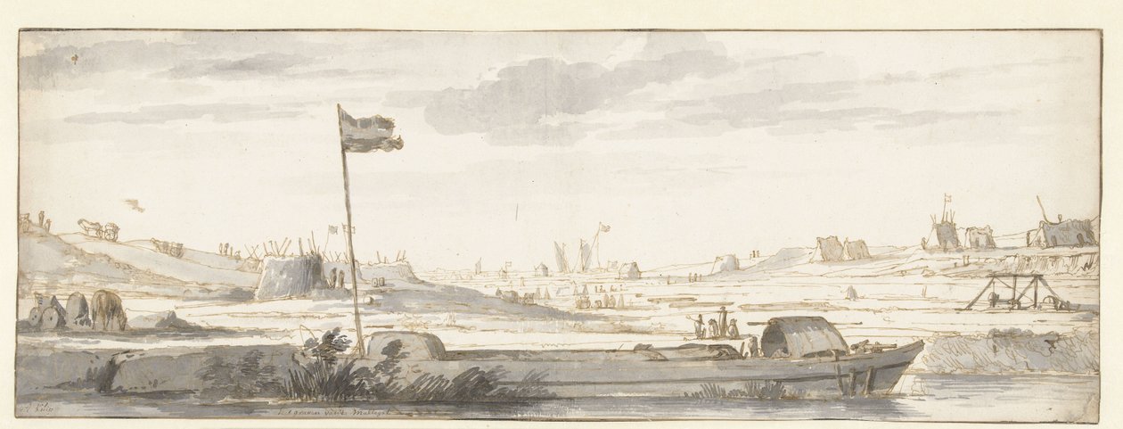 1648 年在多德雷赫特城外挖掘马勒加特河 作者 Aelbert Cuyp（归因于）