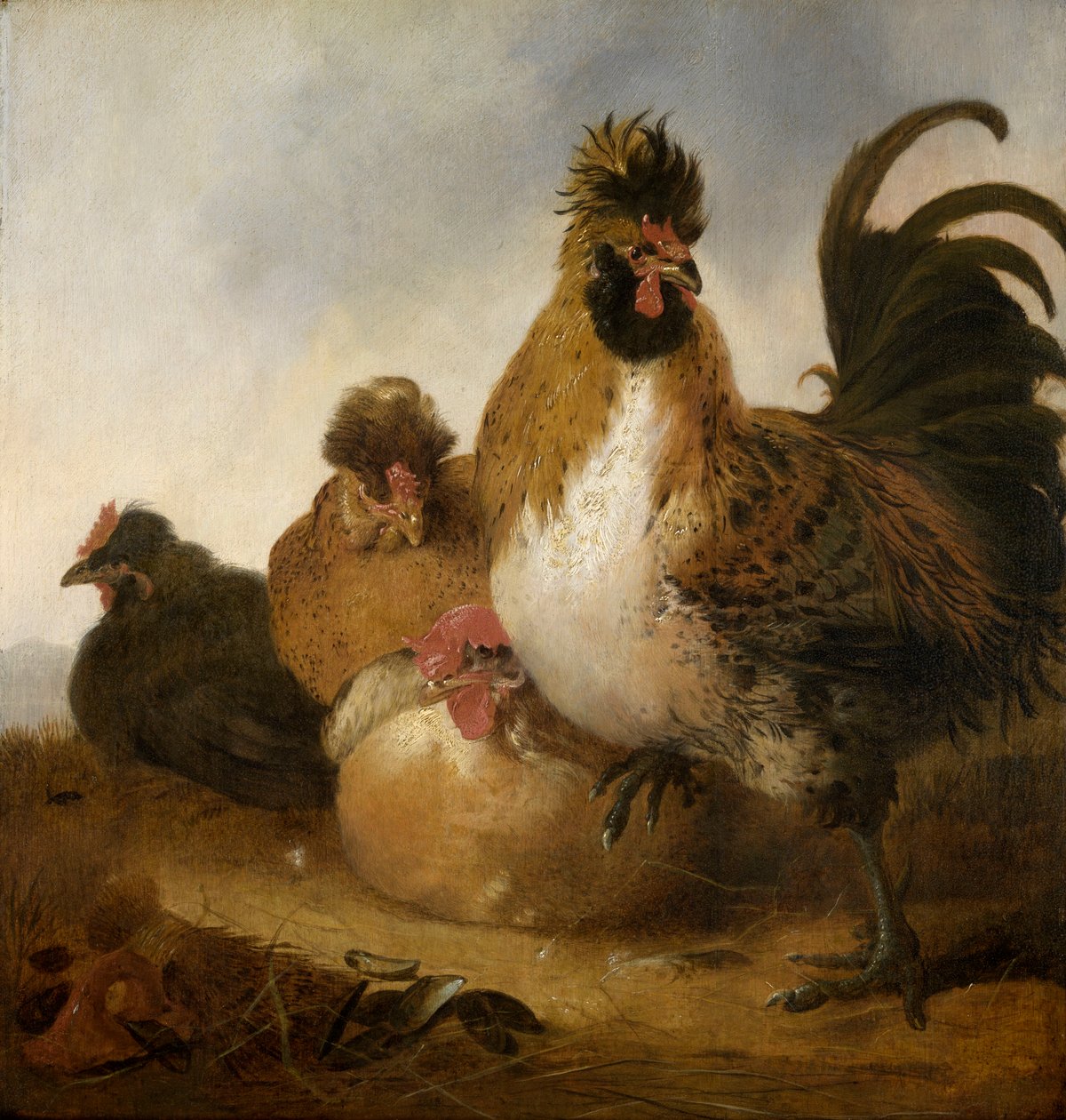 公鸡和母鸡（面板油画） 作者 艾伯特·奎普（Aelbert Cuyp）