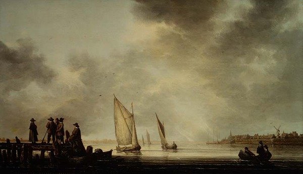 一条河的景观 作者 艾伯特·奎普（Aelbert Cuyp）
