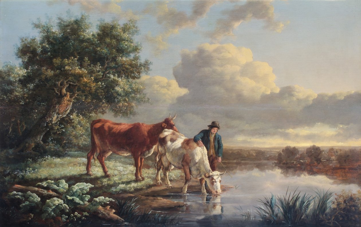 牛在河边喝酒 作者 艾伯特·奎普（Aelbert Cuyp）