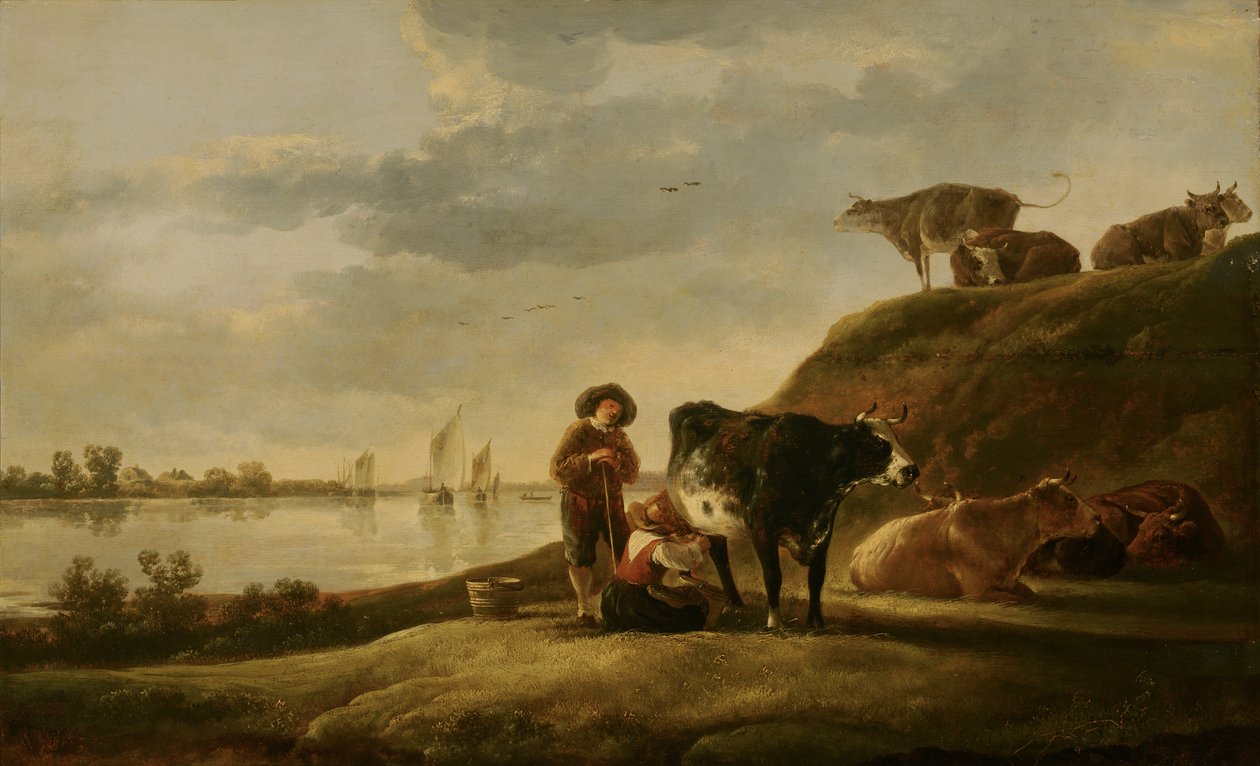 河边的牛群 作者 艾伯特·奎普（Aelbert Cuyp）