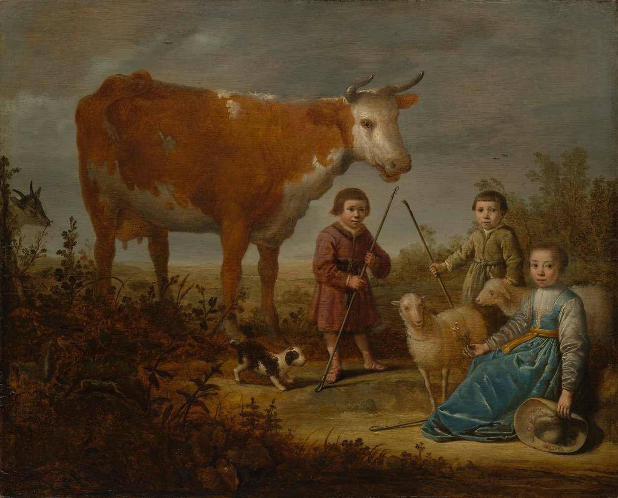 儿童与母牛，1635-39。 作者 艾伯特·奎普（Aelbert Cuyp）
