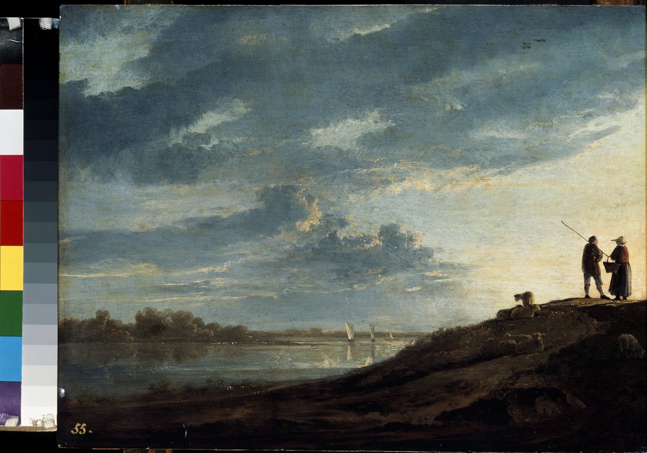 "河上的日落 阿尔伯特（Aelbert 或 Aelbrecht）-库伊普（1620-1691 年）1650 年的作品 尺寸 38.5x53 厘米 圣彼得堡艾尔米塔什博物馆 作者 艾伯特·奎普（Aelbert Cuyp）