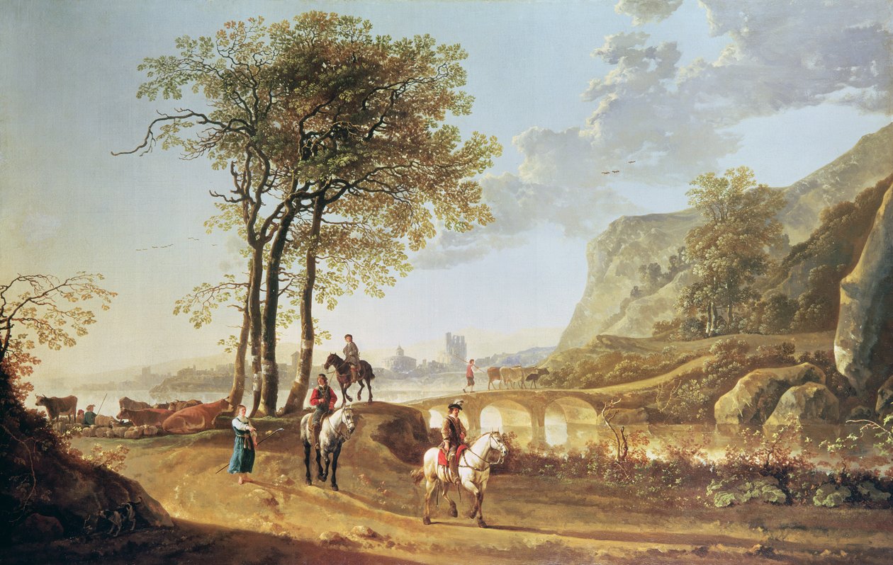 广阔的河流景观 作者 艾伯特·奎普（Aelbert Cuyp）