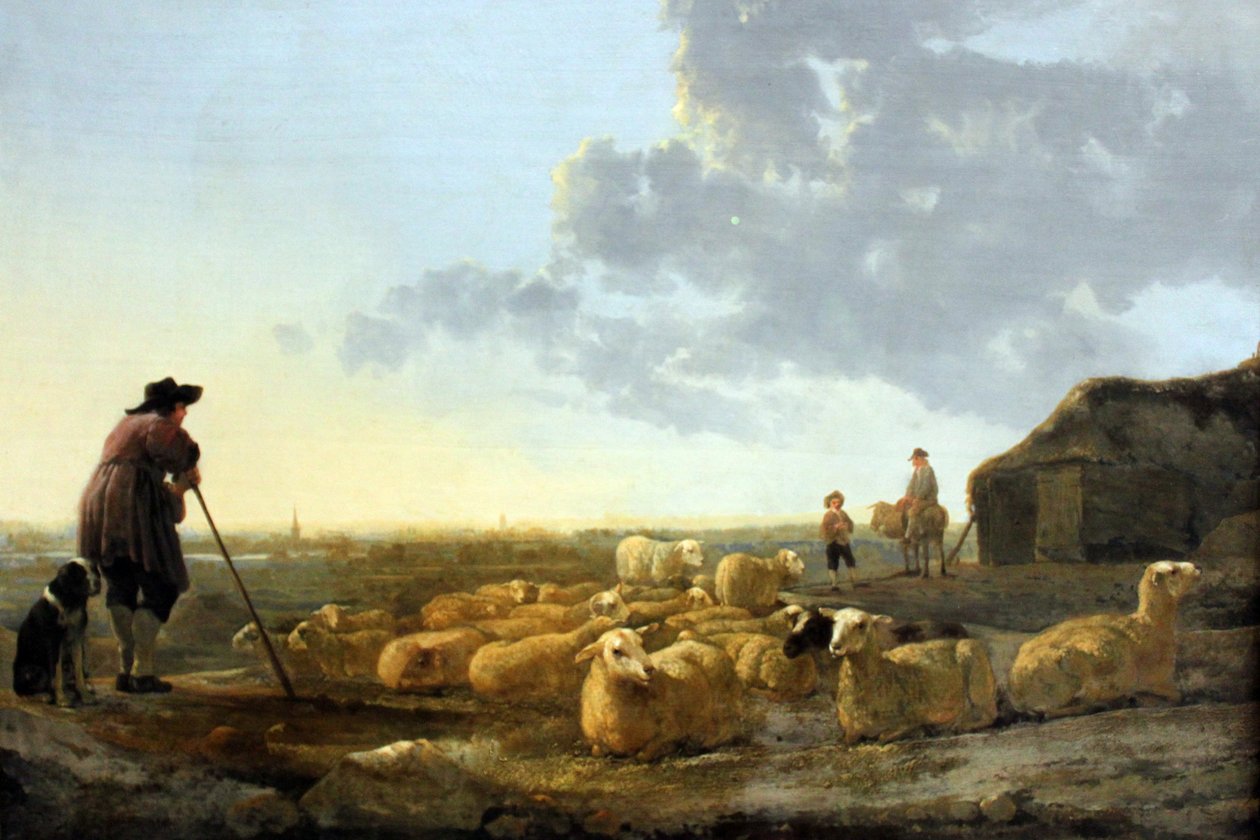 德语：Schafherde auf der Weide 牧场上的羊群 作者 艾伯特·奎普（Aelbert Cuyp）
