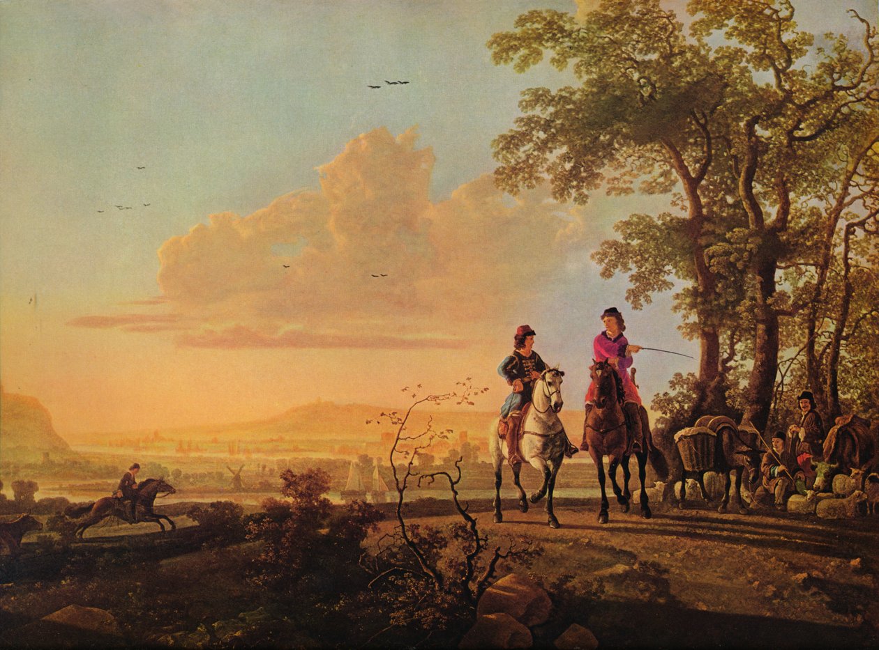 骑兵和牛牧人，牛，1655-1660年 作者 艾伯特·奎普（Aelbert Cuyp）