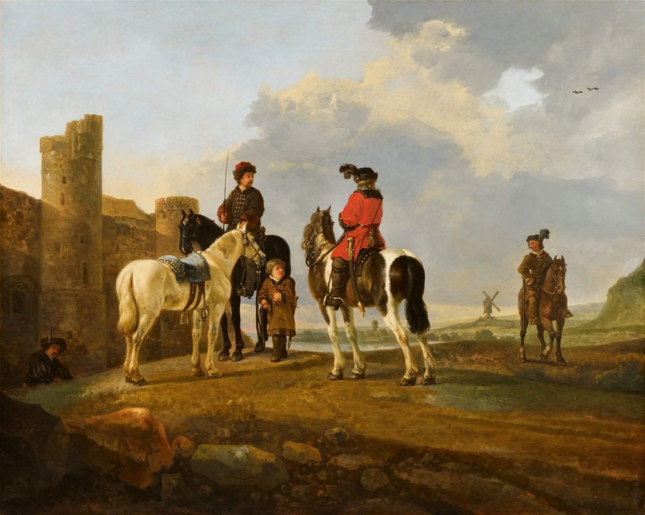 休息的骑士》，作者：伯格-乌伯根 作者 艾伯特·奎普（Aelbert Cuyp）