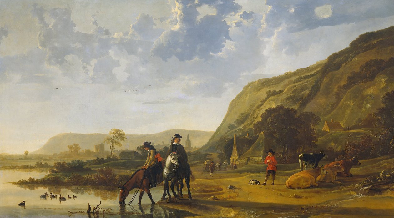 与骑手河景观 作者 艾伯特·奎普（Aelbert Cuyp）