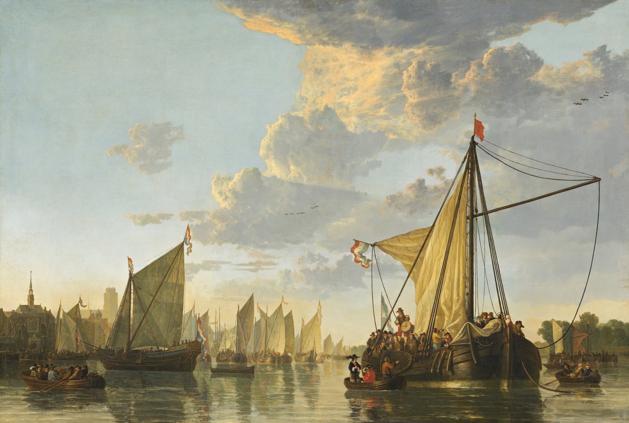 多德雷赫特的马斯河，约1650年。 作者 艾伯特·奎普（Aelbert Cuyp）