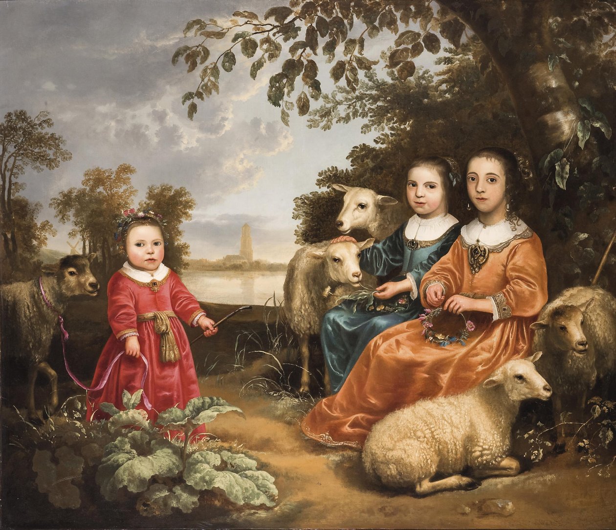 风景中的三个牧羊女孩 作者 艾伯特·奎普（Aelbert Cuyp）