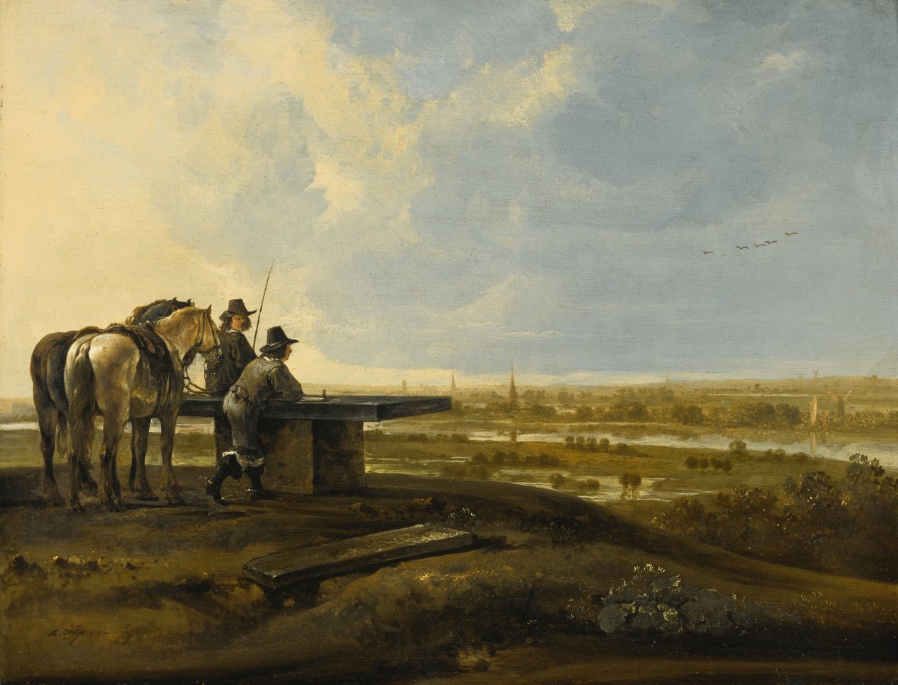 山脊上的双骑士 作者 艾伯特·奎普（Aelbert Cuyp）