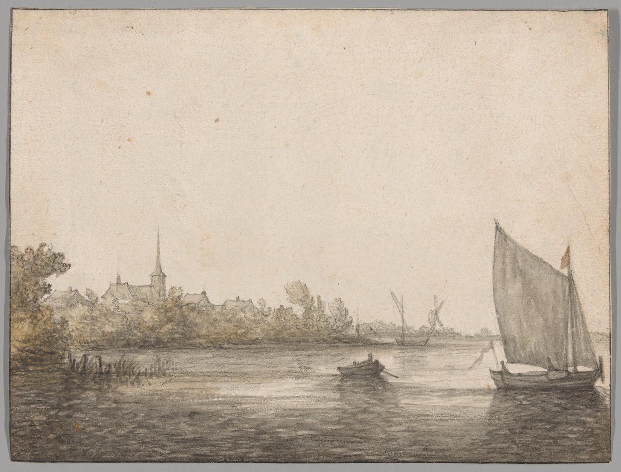 新马斯河对岸的艾瑟尔蒙德景观 作者 艾伯特·奎普（Aelbert Cuyp）