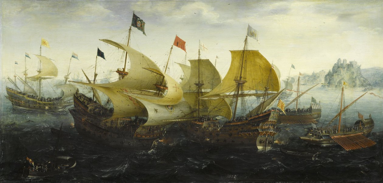 加的斯战役荷兰和英国船只攻击西班牙舰队，1608年 作者 阿特·安东尼奥