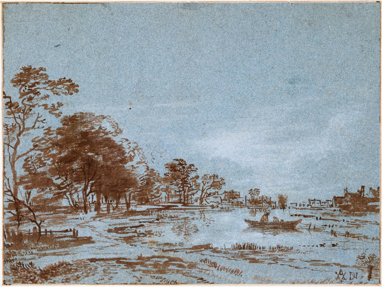 月光下的河流景观，约1650-1660年 作者 阿特·范德尼尔