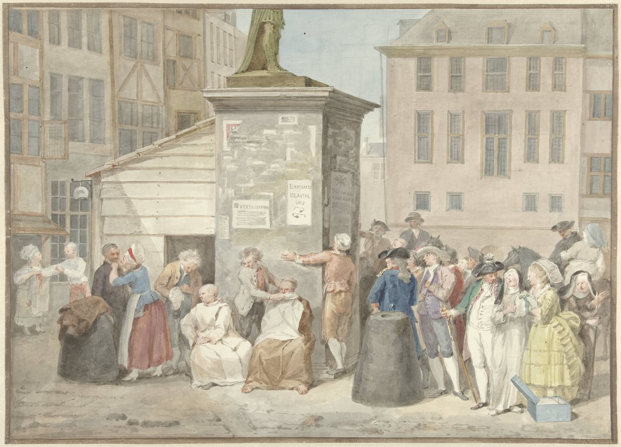 比利时革命期间的僧尼广场，1787 年 10 月 20 日 作者 Aert Scouman（艺术家签名）
