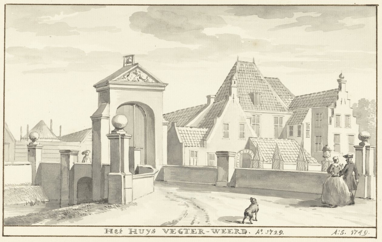 1729 年兹沃勒附近的 Vechterweerd 庄园
HUYS VEGTER-WEERD Ao 1729（物品上的标题） 作者 艾尔特·舒曼