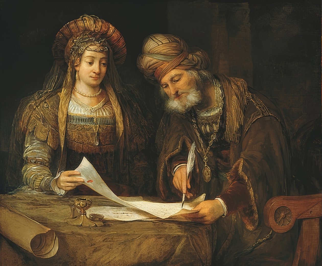 Esther和Mordechai。 1675年 作者 阿恩德格尔德