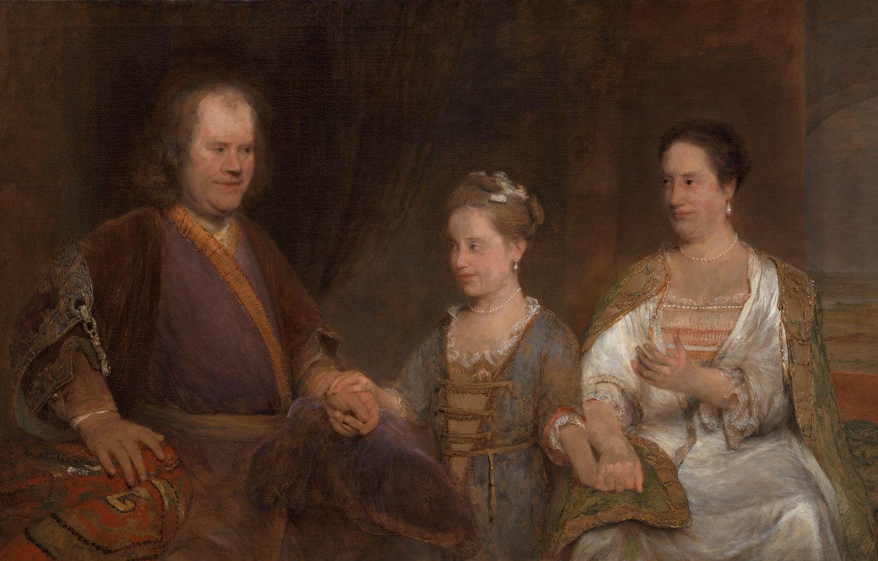 莱顿大学医学教授 Hermanus Boerhaave（1668-1738 年）与妻子 Maria Drolenvaux（1686-1746 年）及女儿约翰娜-玛丽亚（1712-91 年） 作者 阿恩德格尔德