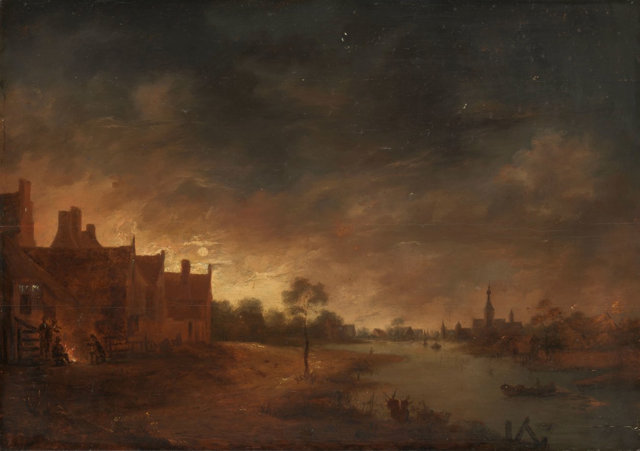 月光下的河景 作者 Aert van der Neer（复制后）