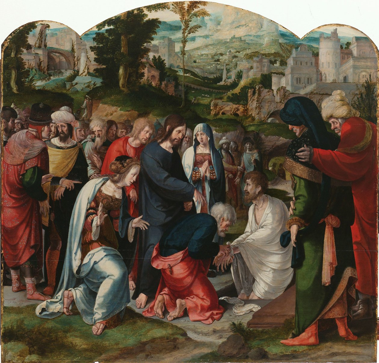 拉撒路的复活 拉撒路复活三联画的中心面板 作者 Aertgen Claesz van Leyden（归属于）