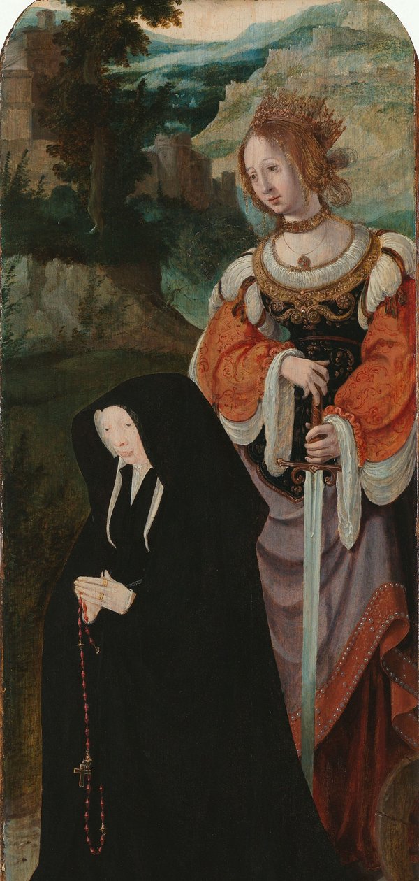 拉撒路的复活
女捐赠者与圣凯瑟琳三联画右翼内侧 作者 Aertgen Claesz van Leyden（归属于）