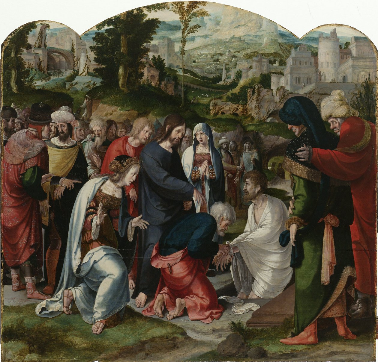 拉撒路的升起，三联画的中心小组，c.1530 作者 Aertgen Claesz van Leyden